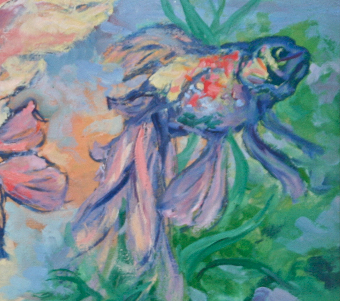 Gouache "les Poissons Jupes" De Michel Chenilleau-photo-4