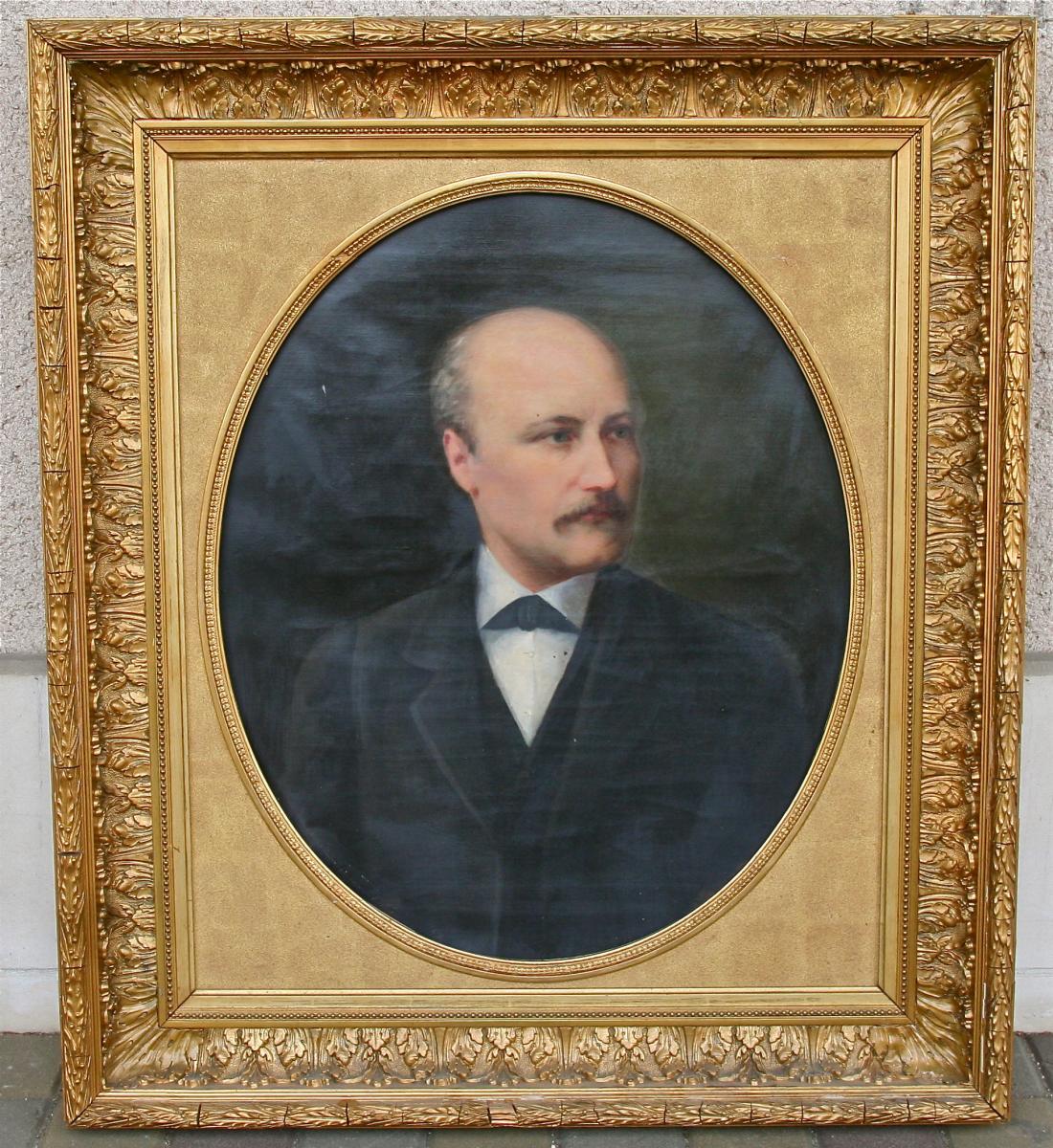 Peinture XIXème Portrait d'Homme Encadrement Doré