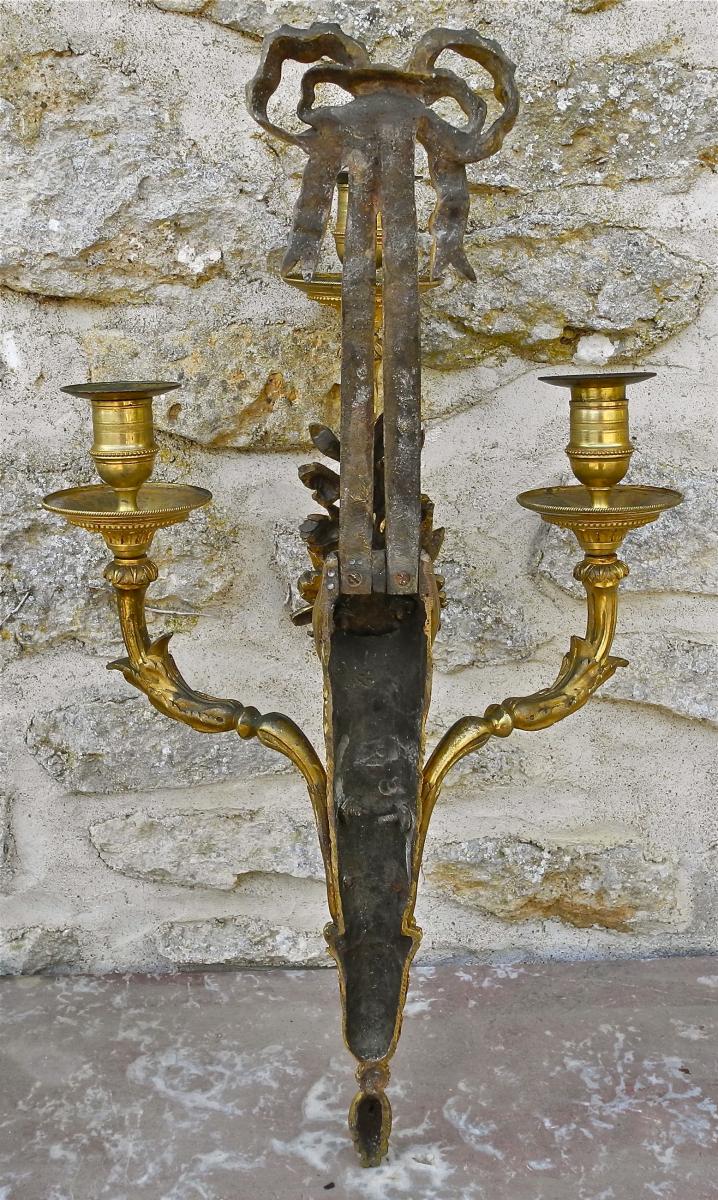 Pair Of Louis XVI Gilt Bronze Sconces Eighteenth Time-photo-8