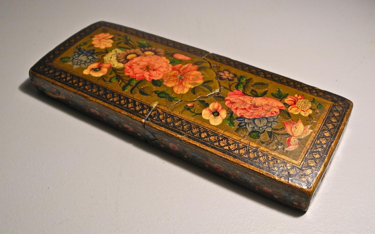 Persian XIXth Case With Painted Flowers Decor