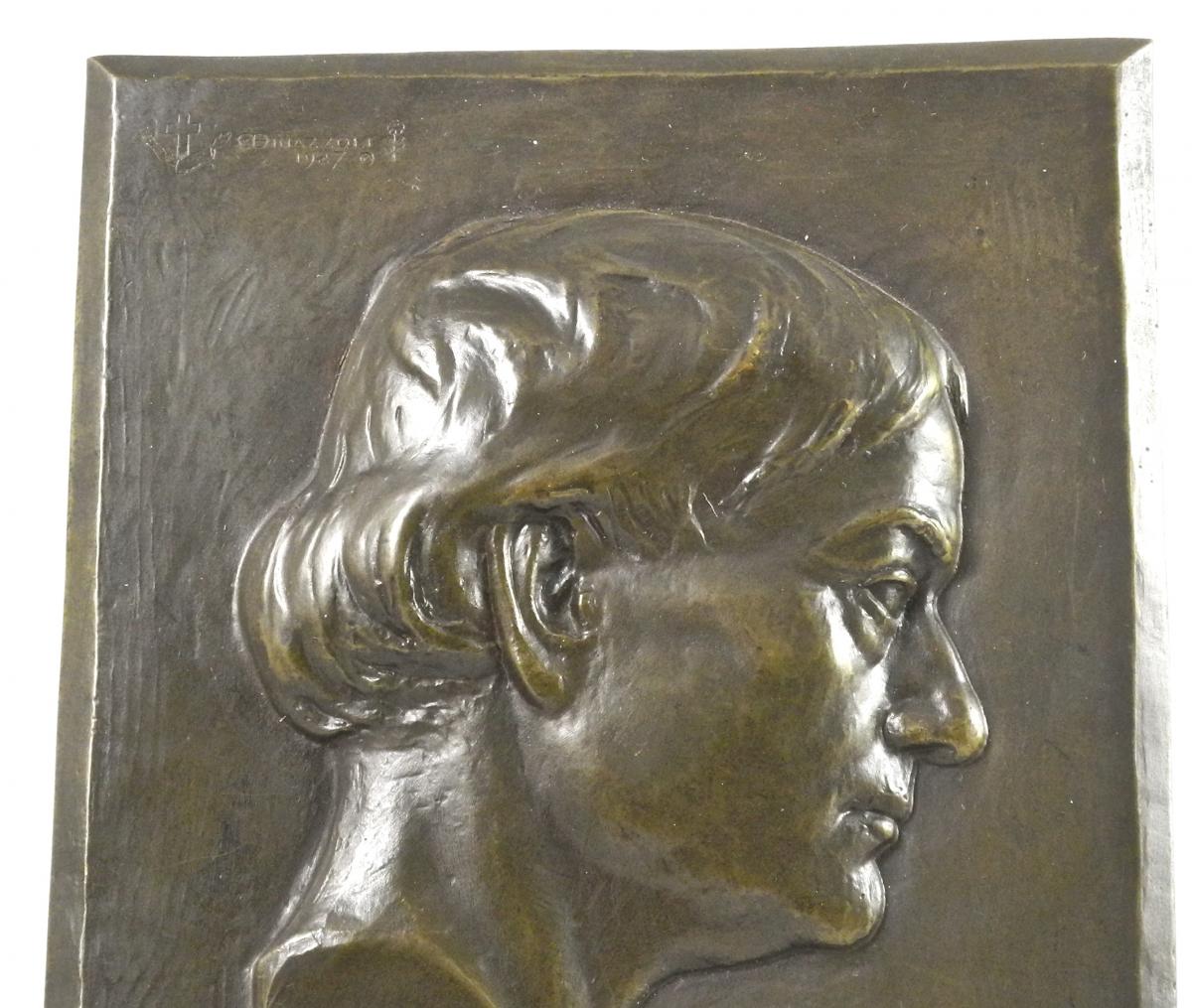 Sculpture Plaque En Bronze De Monahan Par Minazzoli -photo-4