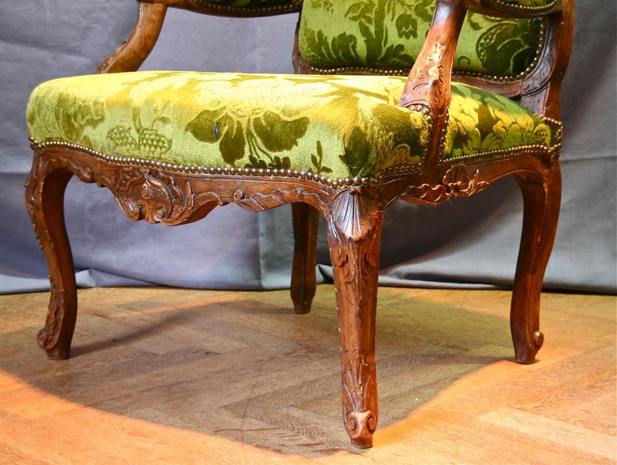 Pair Of Armchairs In The Queen XVIII Louis XV Flat Backrest-photo-4