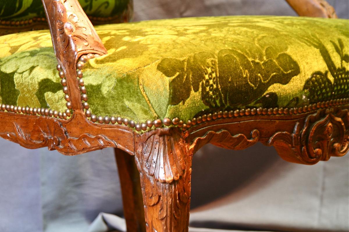 Pair Of Armchairs In The Queen XVIII Louis XV Flat Backrest-photo-5