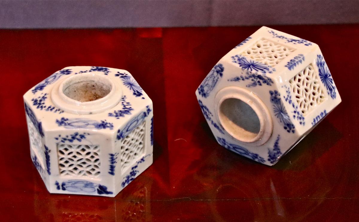 Pair Of Inkwell XIX Porcelain From China-photo-3