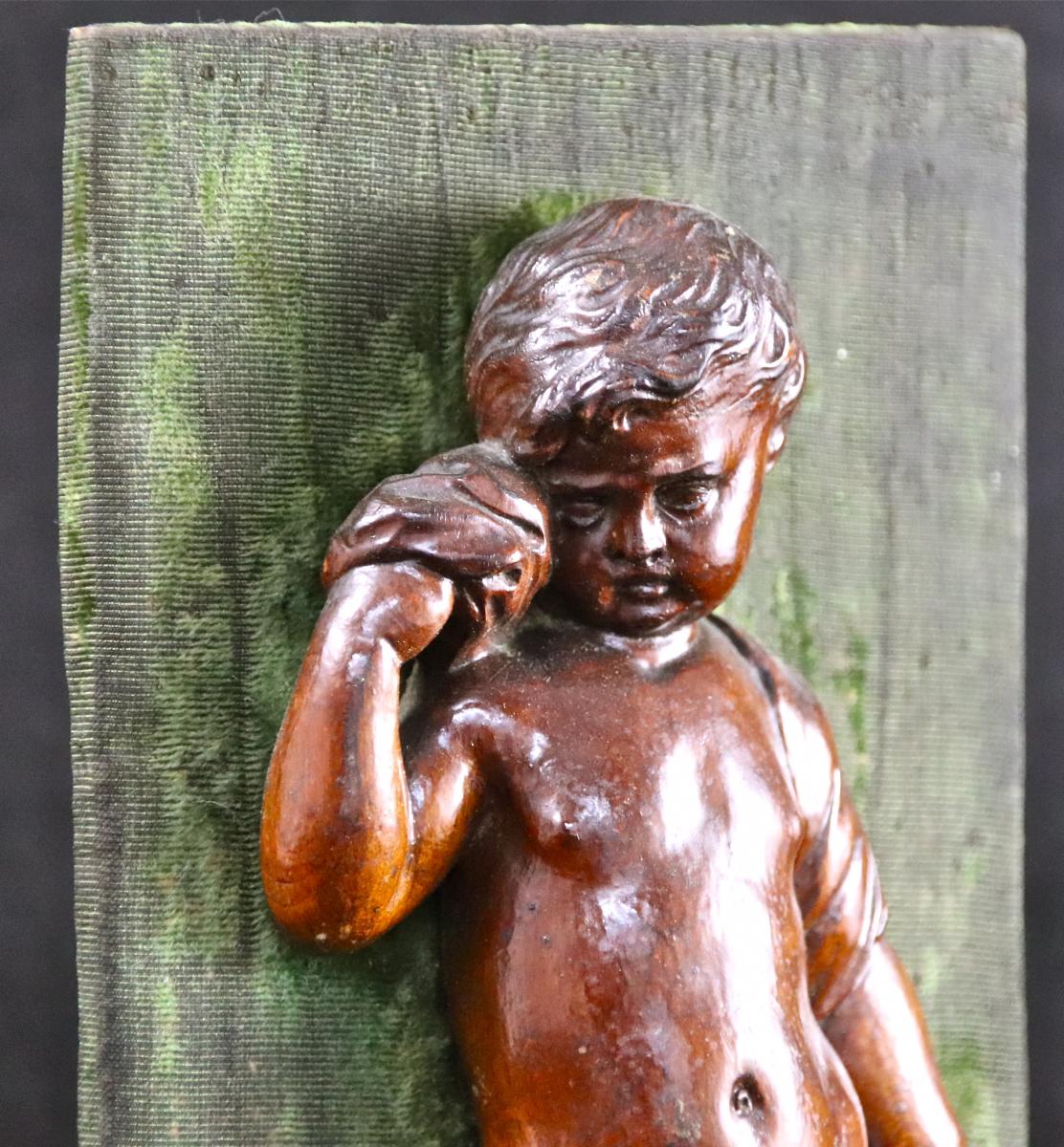 Putto Eighteenth Carved Wood-photo-1