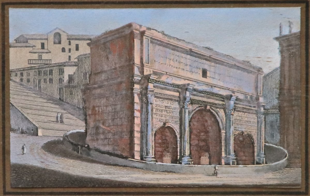 Gouache Nineteenth View Of Rome-photo-6