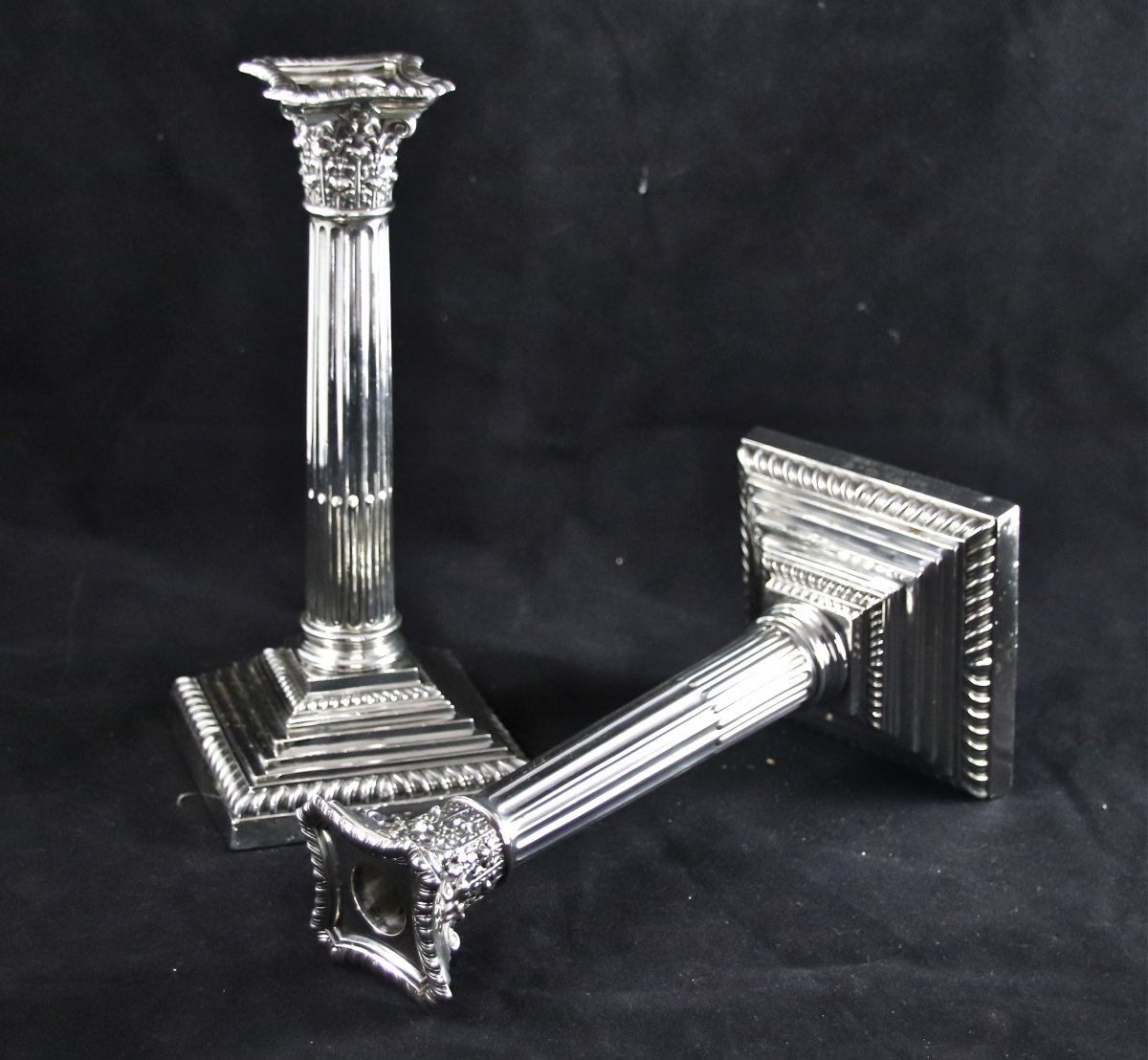 Pair Of Candlesticks Twentieth In Sterling Silver-photo-3