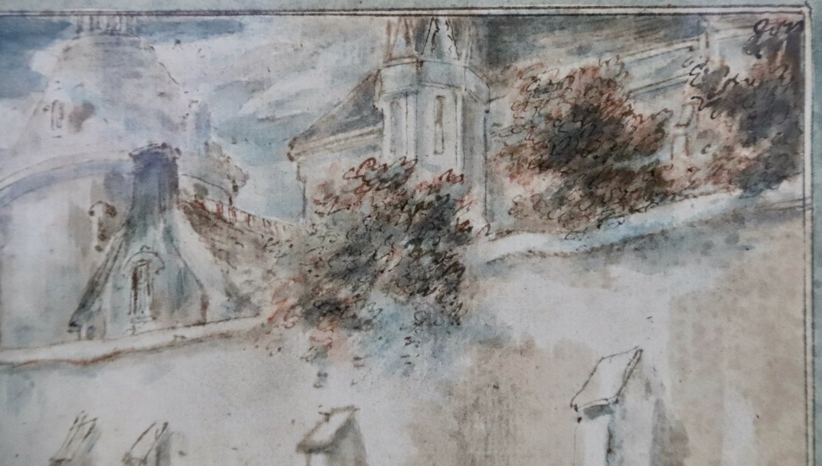 Dessin Aquarellé XVIIIème Les Galanteries De Longchamps -photo-5