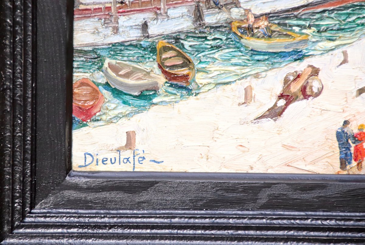 Peinture XXème Du Port De Bastia Par Yvon DIEULAFÉ-photo-2