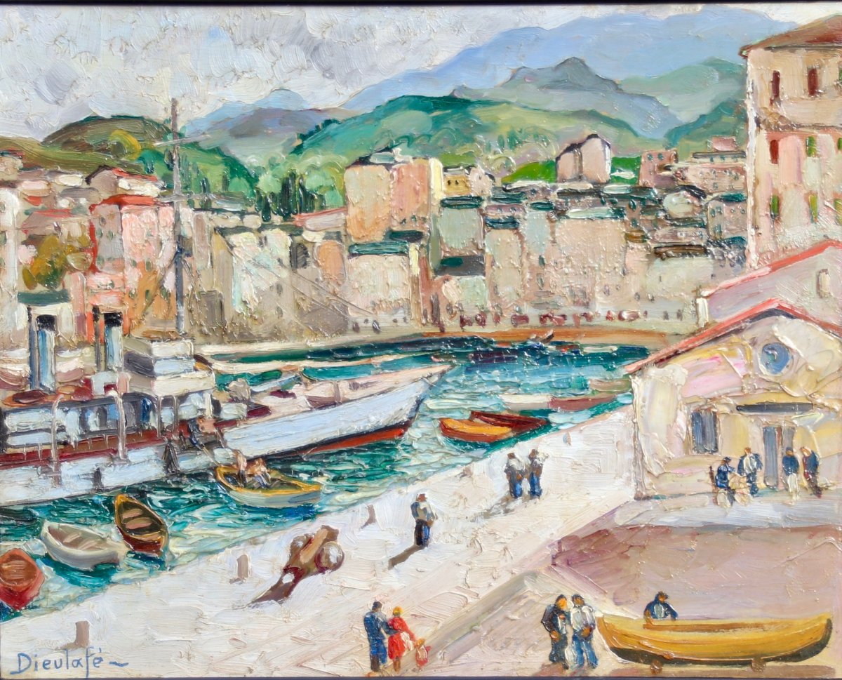 Peinture XXème Du Port De Bastia Par Yvon DIEULAFÉ-photo-4