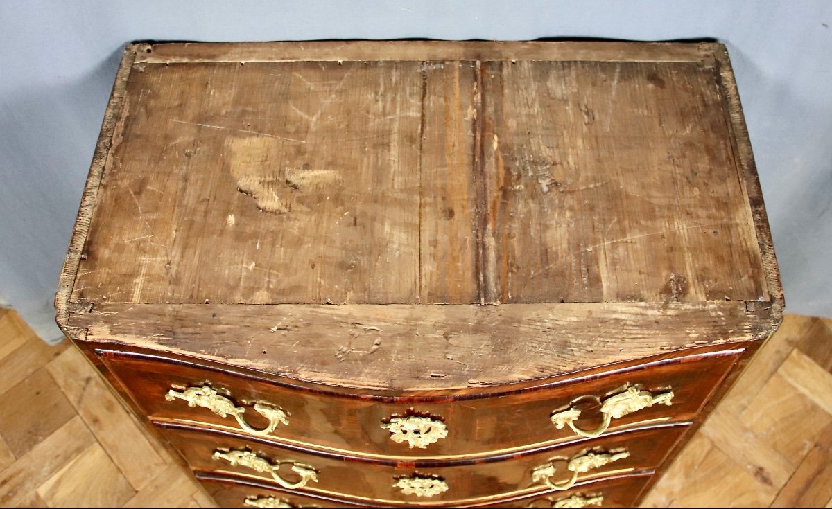 Petite Commode Louis XIV En Palissandre à Plateau De Marbre-photo-4