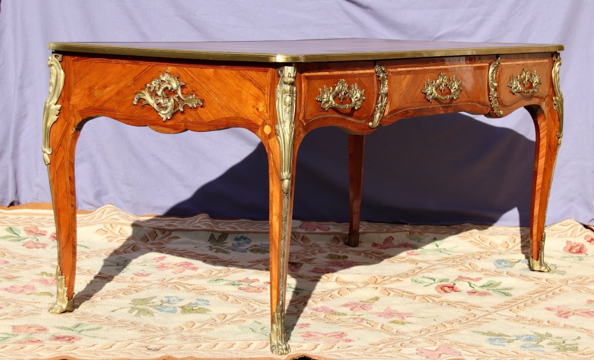 Louis XV Double Sided Desk In Roserc Wood, XVIIIth Time Marked Ehb-photo-1