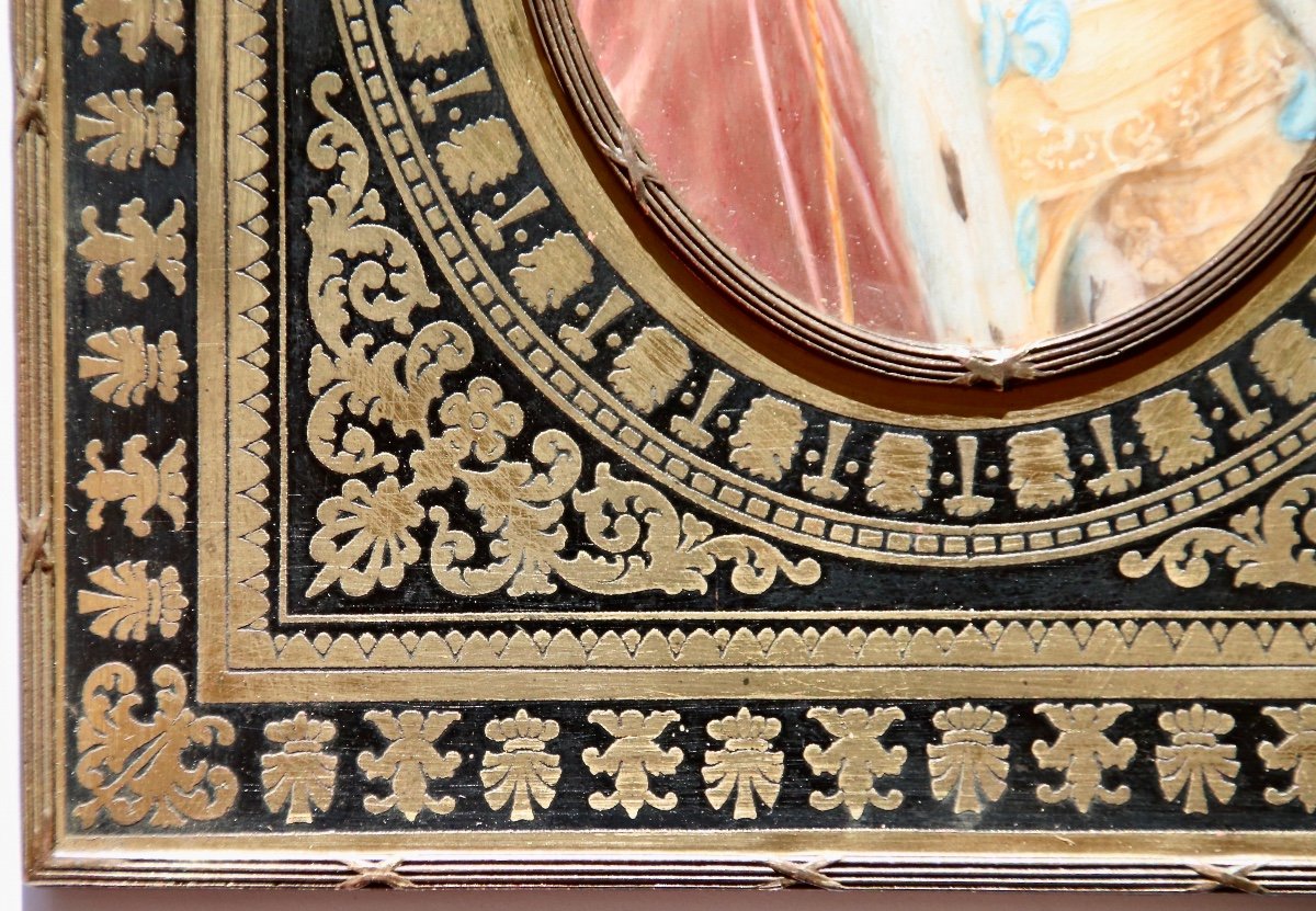 Miniature On Ivory Nineteenth Signed Stieler Brass Frame-photo-4