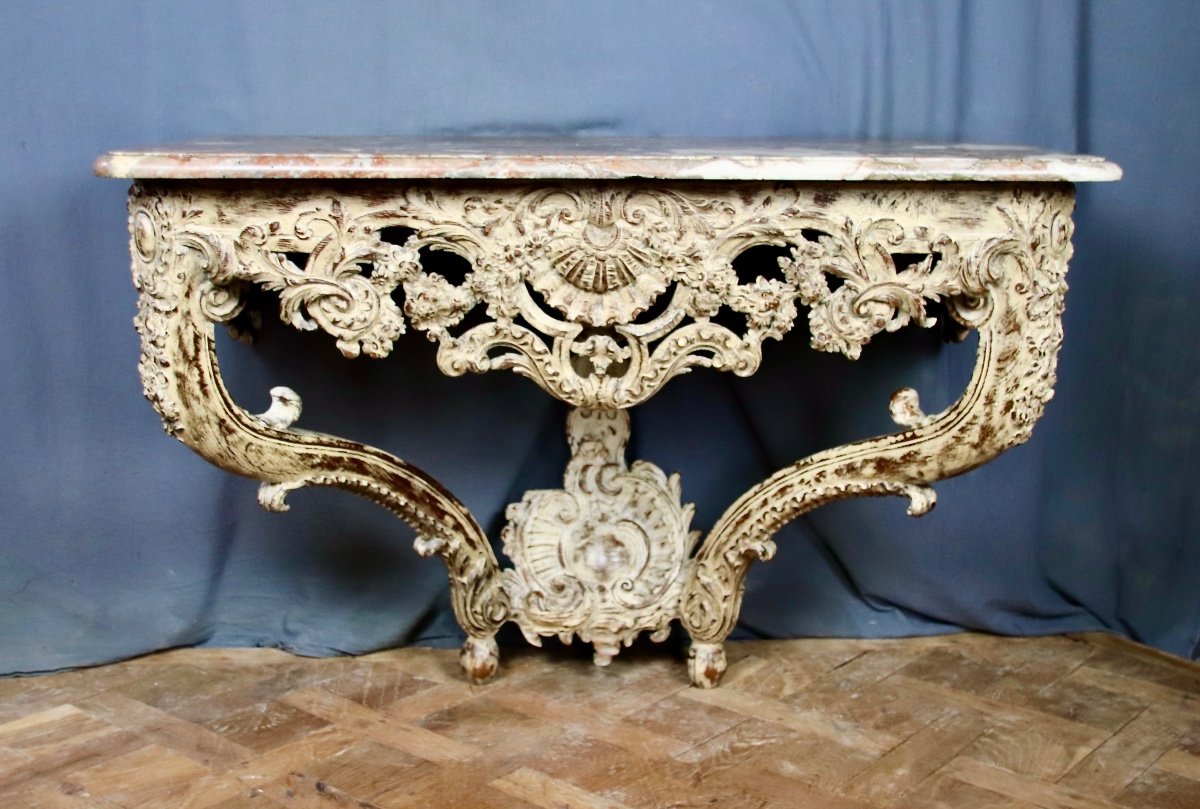 Eighteenth Carved Wall Console In Rechampi Oak