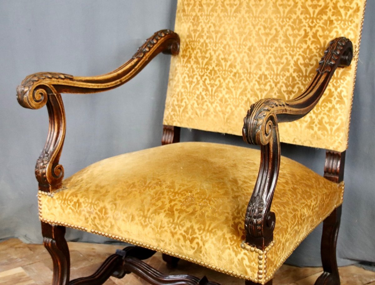 Pair Of Louis XIV Style Armchairs In Walnut-photo-4