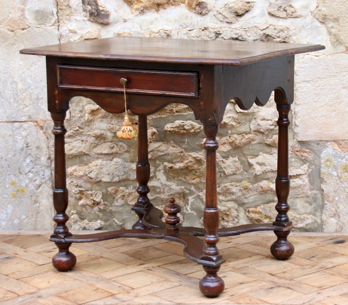 Writing Table 1 Drawer Louis XIV In Walnut-photo-2