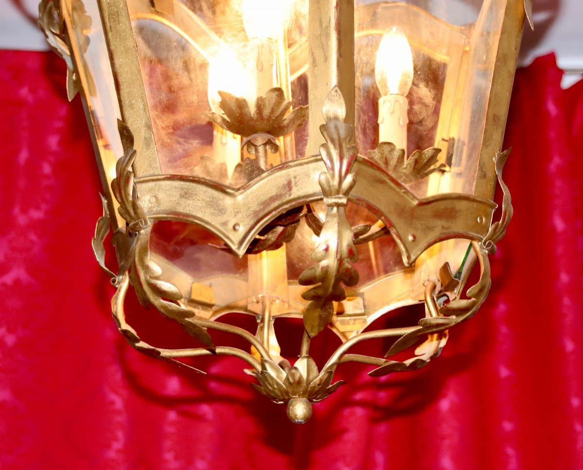 Vestubule Lantern In Golden Tin 3 Lights-photo-5