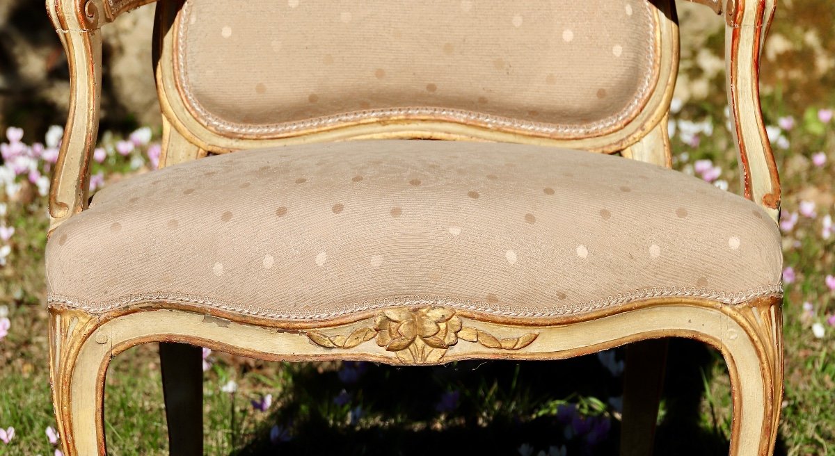 Paire De Fauteuils  Louis XV à Dossier Plat De J.Delaunay -photo-3