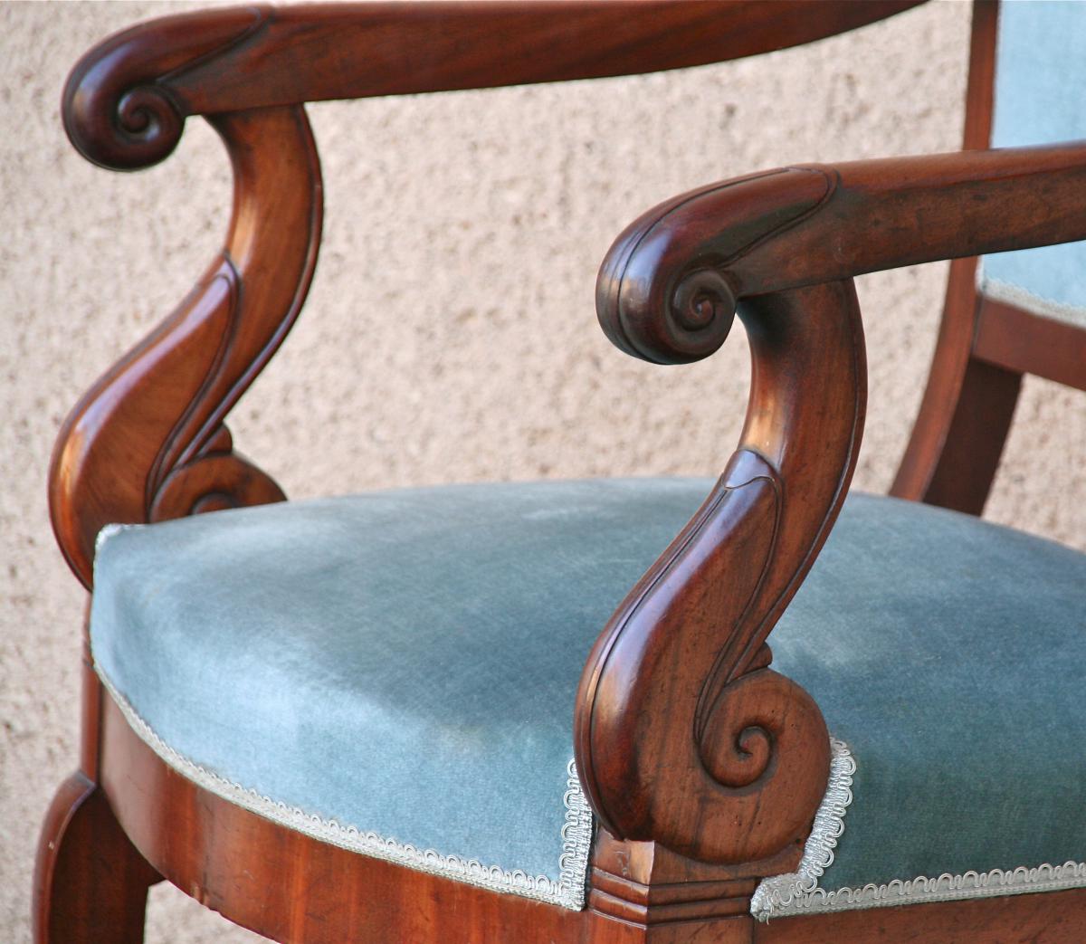 Restoration Pair Of Mahogany Armchairs-photo-3