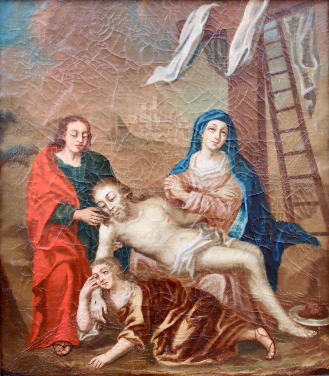 Peinture XVIIème Descente De Croix-photo-1