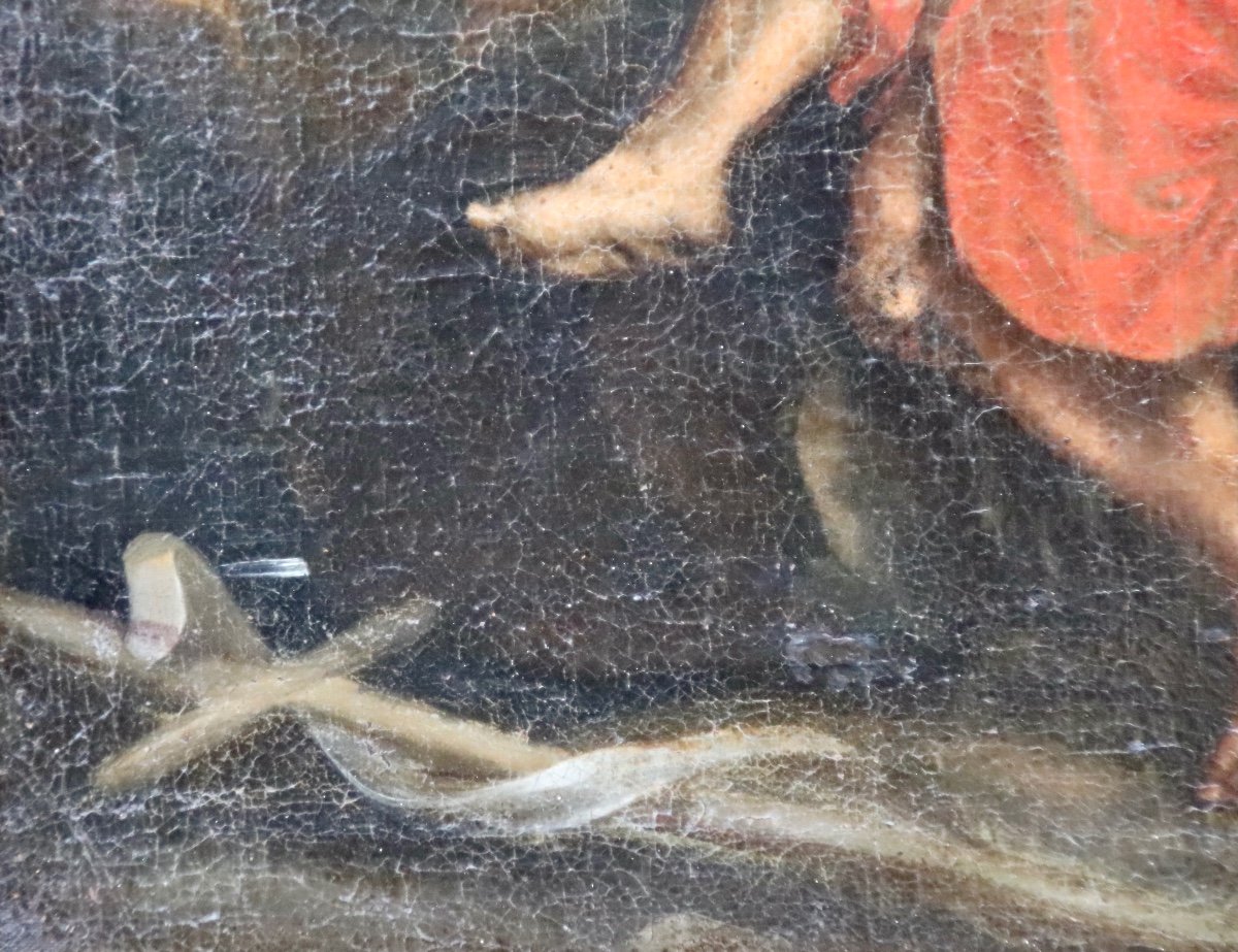 Peinture XVIIème De Saint Jean Baptiste à La Fontaine -photo-3