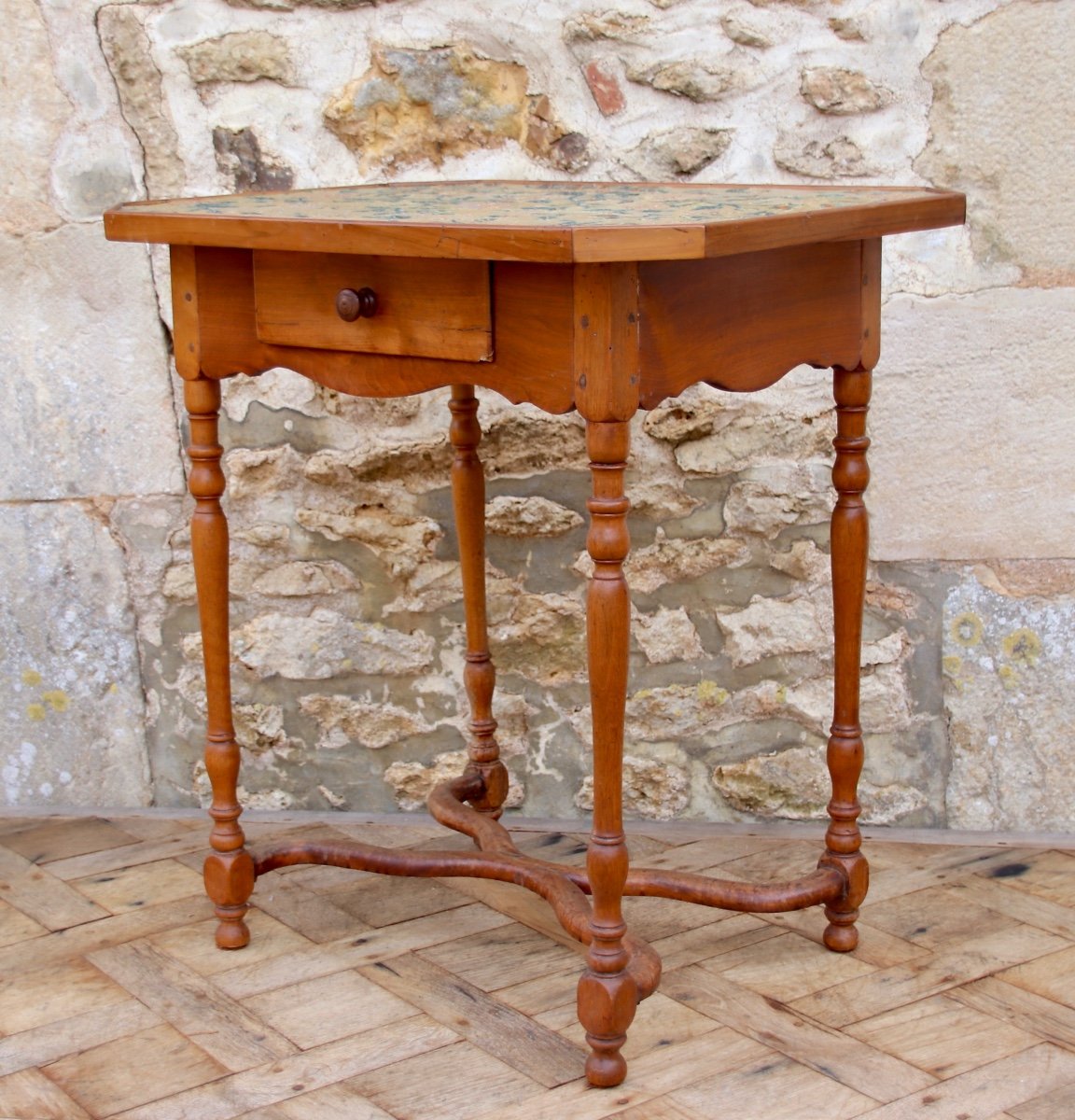 17th Century Tapestry Table In Walnut 1 Drawer-photo-6