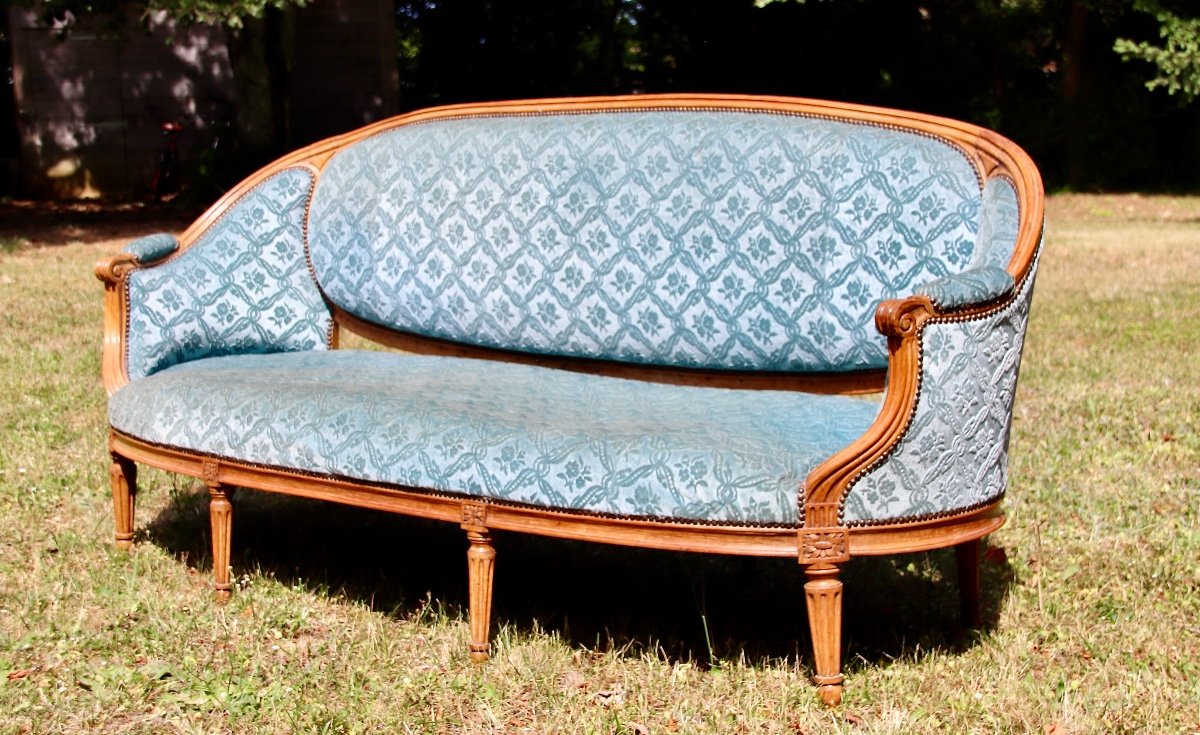 Large Sofa Trash Louis XVI In Beech-photo-1