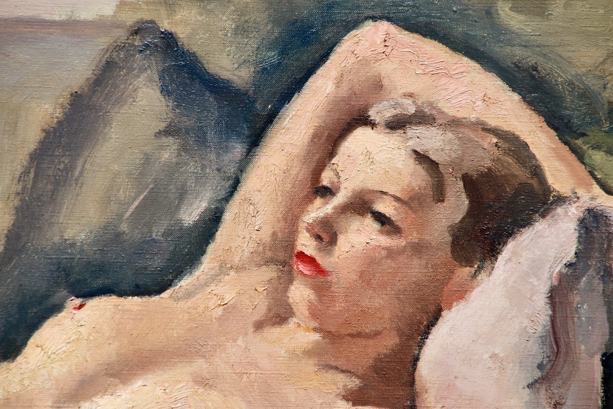 Peinture De Femme Nue Allongée De Maurice Asselin-photo-3