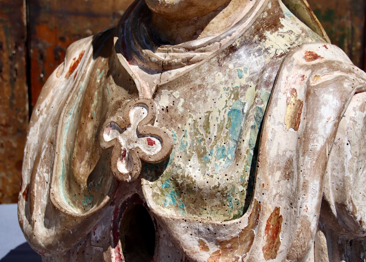 Bishop Reliquary In Polychrome Wood, XVIIIth Century-photo-4