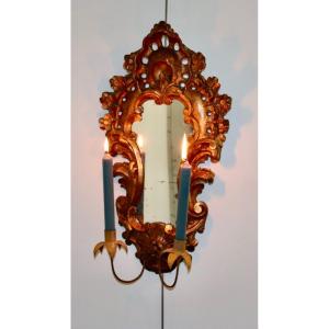 19th Century Italian Mirror With 2 Lights