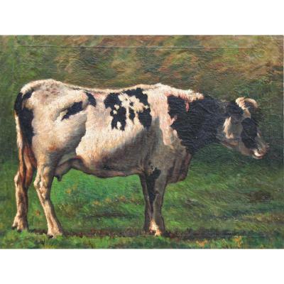 Oil On Canvas "portrait Of Cow"