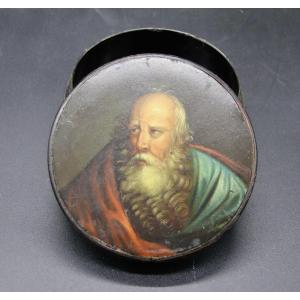 19th Century Lacquer Box Portrait Of Bearded Man