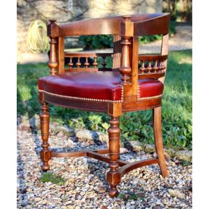 Fauteuil De Bureau XIXème En Noyer 