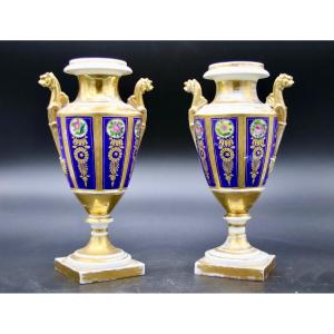 Pair Of 19th Century Paris Porcelain Vases