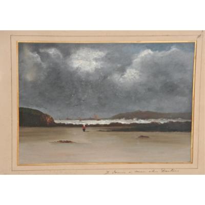 Huilexixè Painting "landscape Interest Beach Under The Rain"