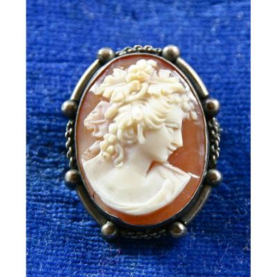 Cameo Brooch, Silver Frame