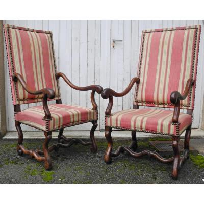 Pair Of Chairs XVIII, Louis XIV Walnut