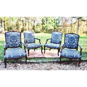 Set Of 4 18th Century Flat Back Armchairs