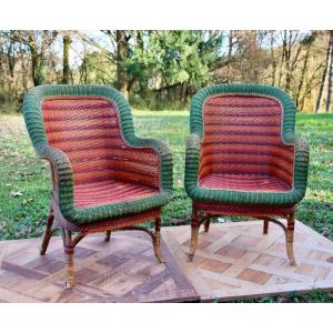 Pair Of 50s Rattan Armchairs