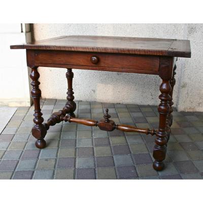 Writing Table With Louis XIII In Walnut