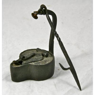 Oil Lamp Eighteenth Wrought Iron