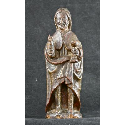 17th Century Statue Of Saint In Polychrome Wood