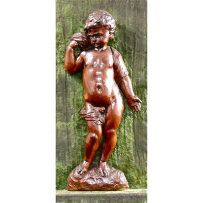 Putto XVIIIème En Bois Sculpté