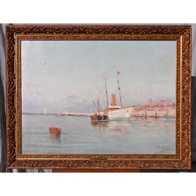 Peinture d'Henri Malfroy Dit Savigny Port De Cannes 