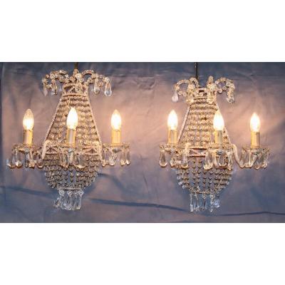 Pair Of Balloon Sconce With Tassels Early Twentieth