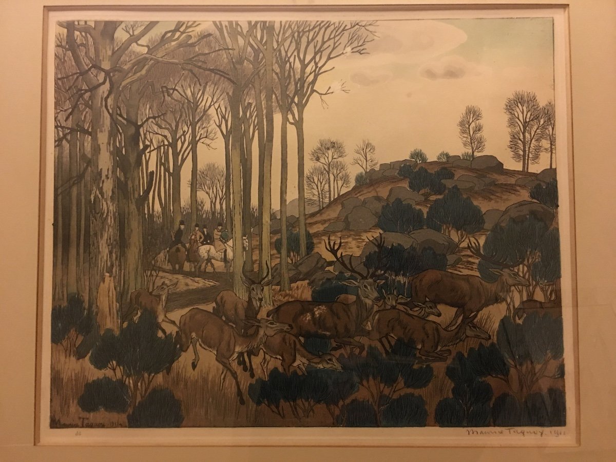 Maurice Taquoy 2 Hunting Scenes (1911)