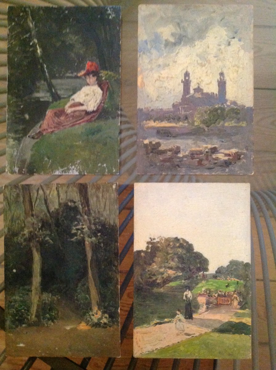 Enrique Atalaya (1851-1913): 19 Oils On Visiting Card. Mostly Paris Views.-photo-3