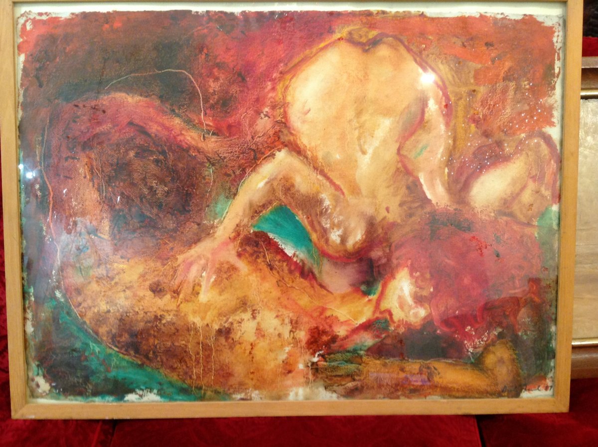 Erotism.2 Oils On Paper By Dick French.-photo-3