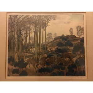 Maurice Taquoy 2 Hunting Scenes (1911)