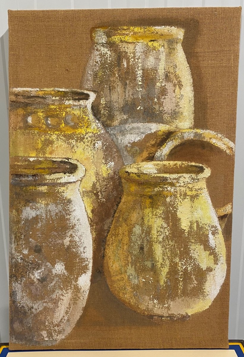 Jars Painted On Burlap-photo-2